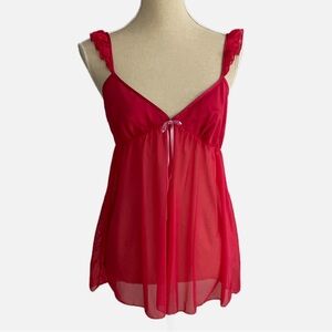 Victoria’s Secret Angels Babydoll Y2K Top Lingerie Red Large Valentine’s Fairy